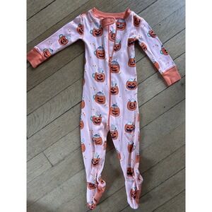 The Beaufort Bonnet Company Pumpkin Latte Halloween Sleeper Pajamas Size 6/12m